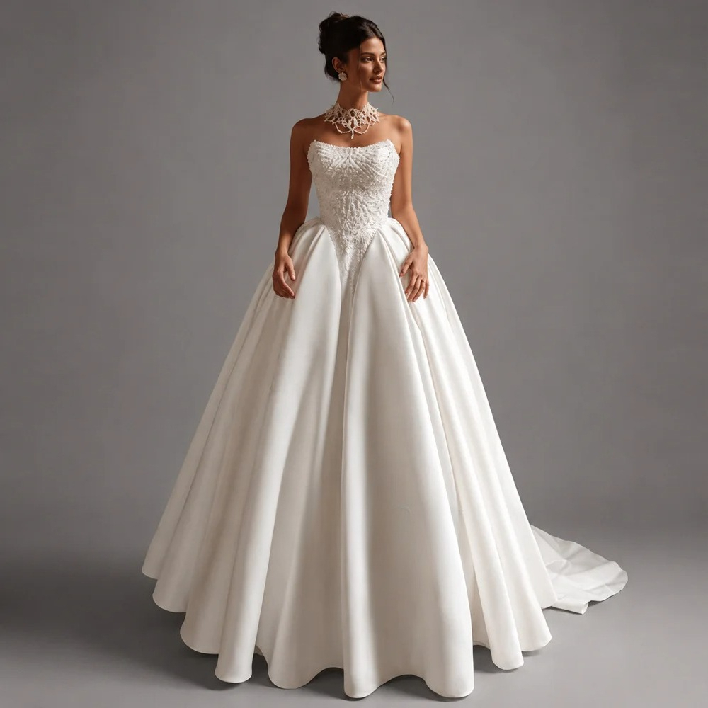 Embroidery Online Designs - Op maat gemaakte elegante trouwjurk met