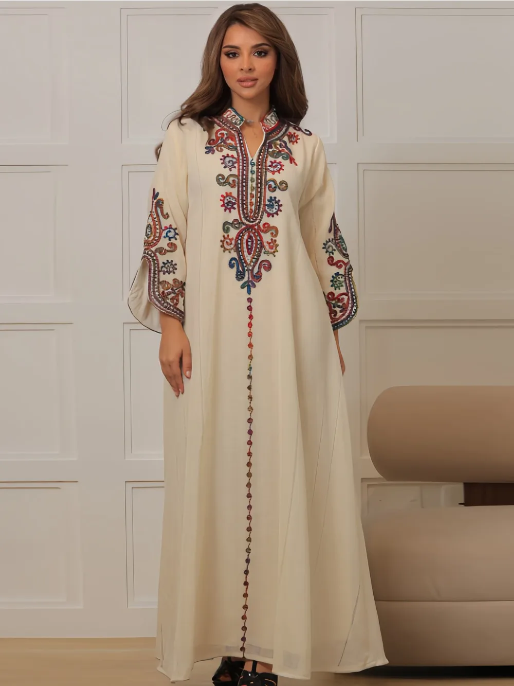 Embroidery Arabic - Moslim Abaya voor Vrouwen Feestjurken Borduren