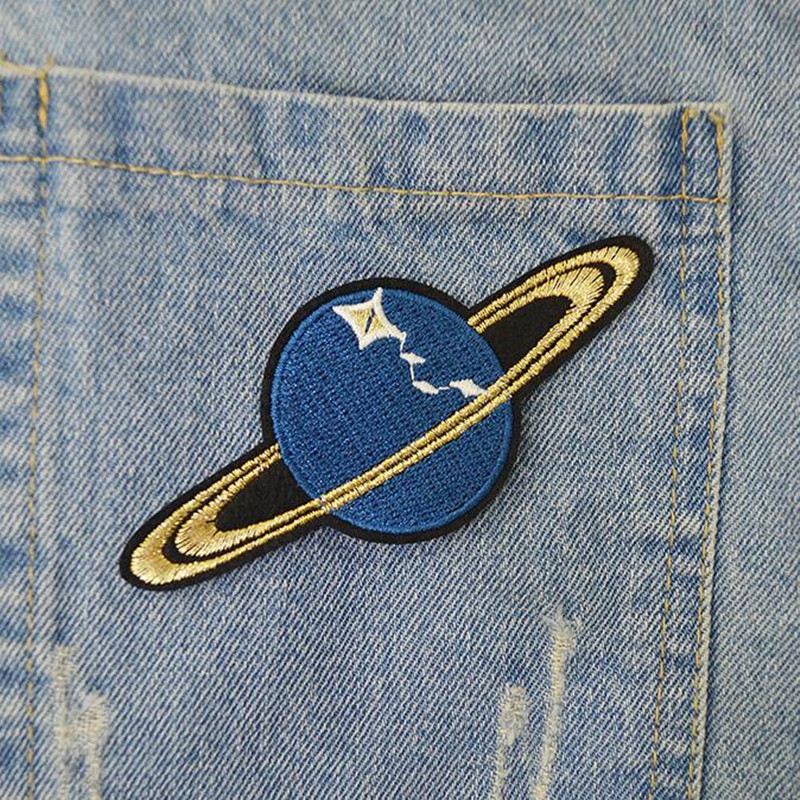 Embroidery Letter M - AHYONNIEX merk Blue Saturn Space Planet