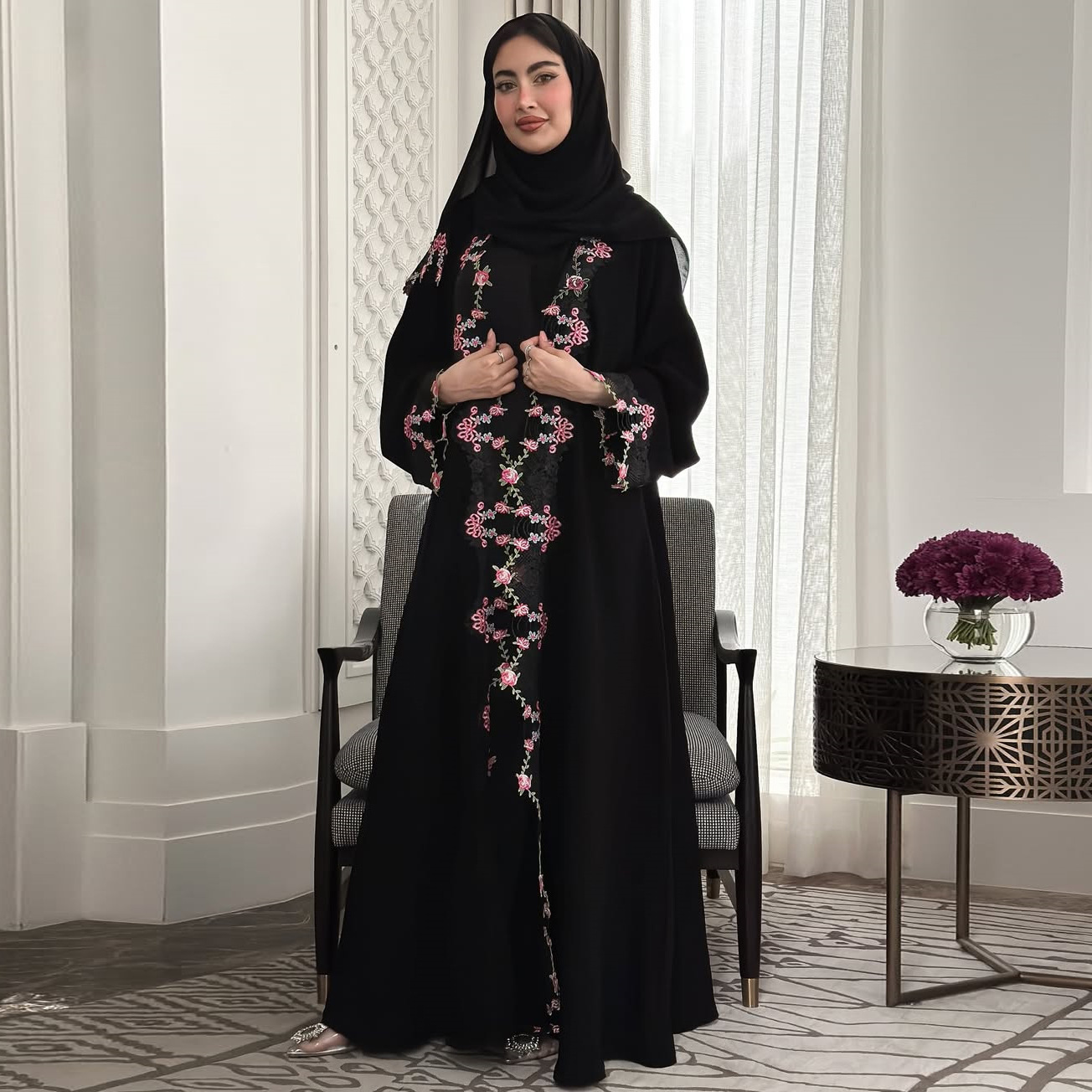 Embroidery Arabic - Moslim Arabische Dubai zomer nieuwe zwarte