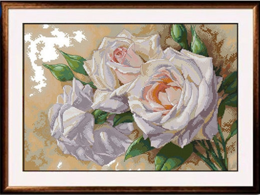 Embroidery Workshop - Witte rozen bloem mooie bloemen plant