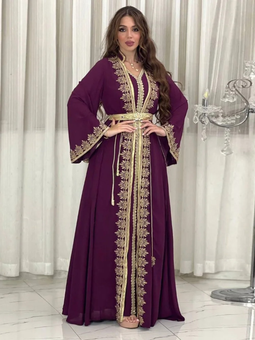 Embroidery Arabic - Eid Moslim Vrouwen Feestjurken Jalabiya 2-delige