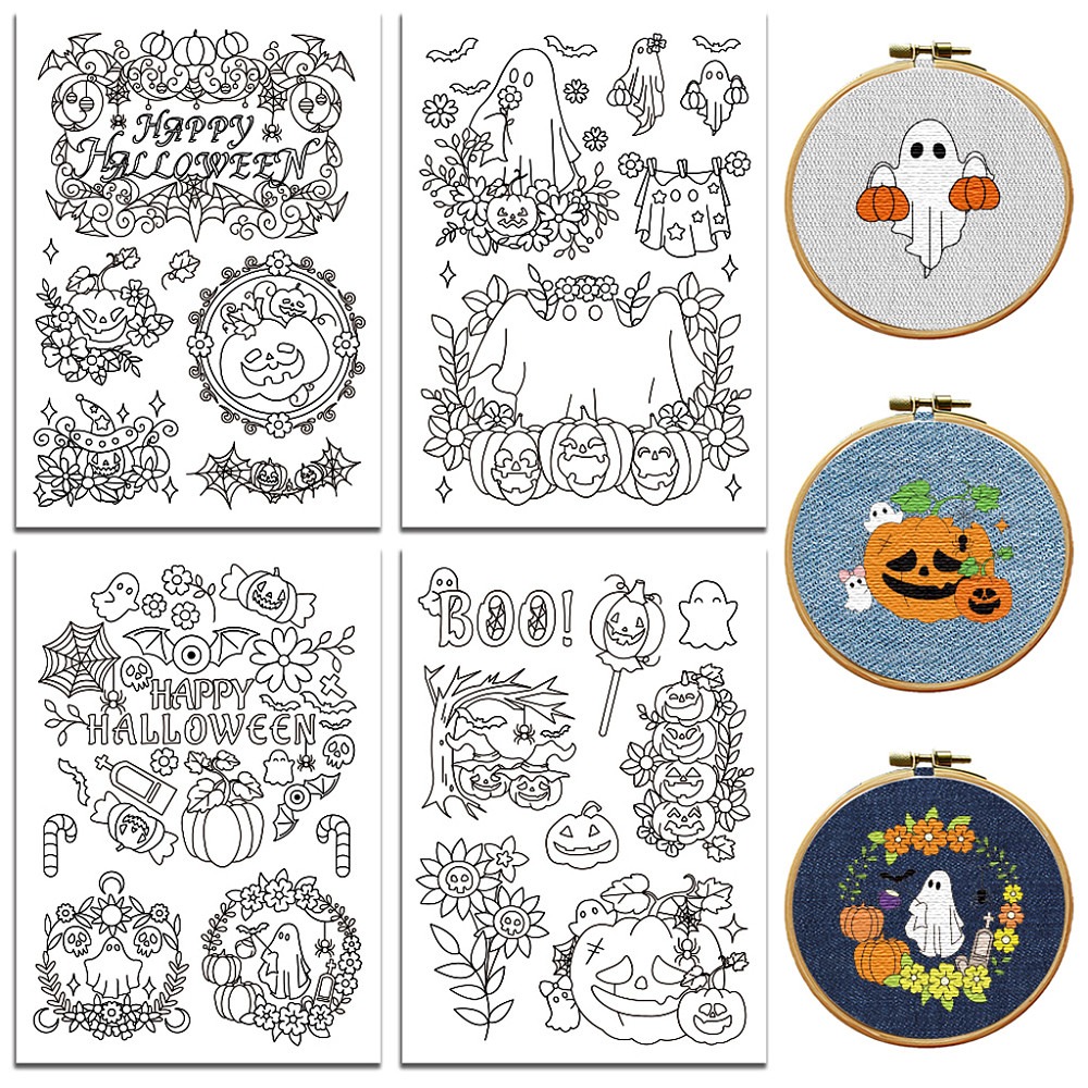 Embroidery Sheet - Wateroplosbare borduurpatronen voor beginners: gezicht en