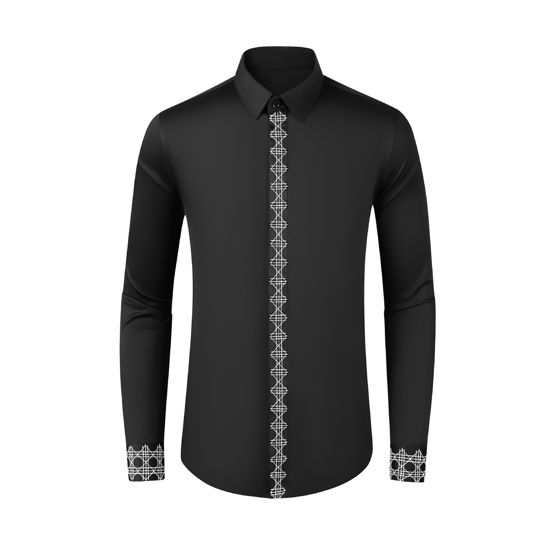 Embroidery On Black Shirt - Herfst En Winter Nieuw Product: Zwart