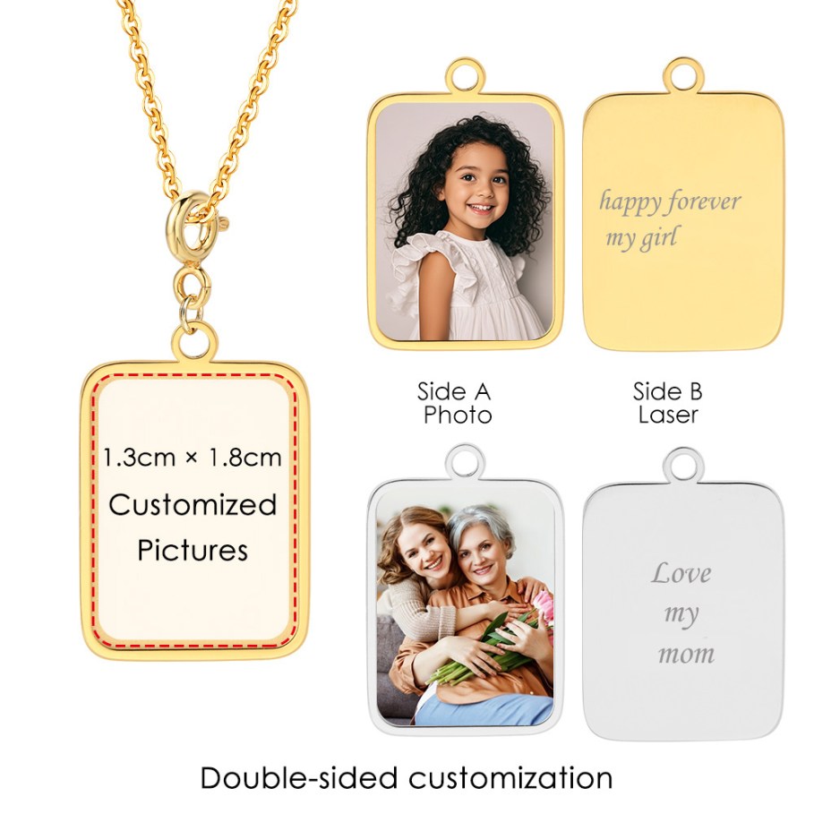 Embroidery Charm - Aangepaste Foto Brief Vlag Hanger Ketting