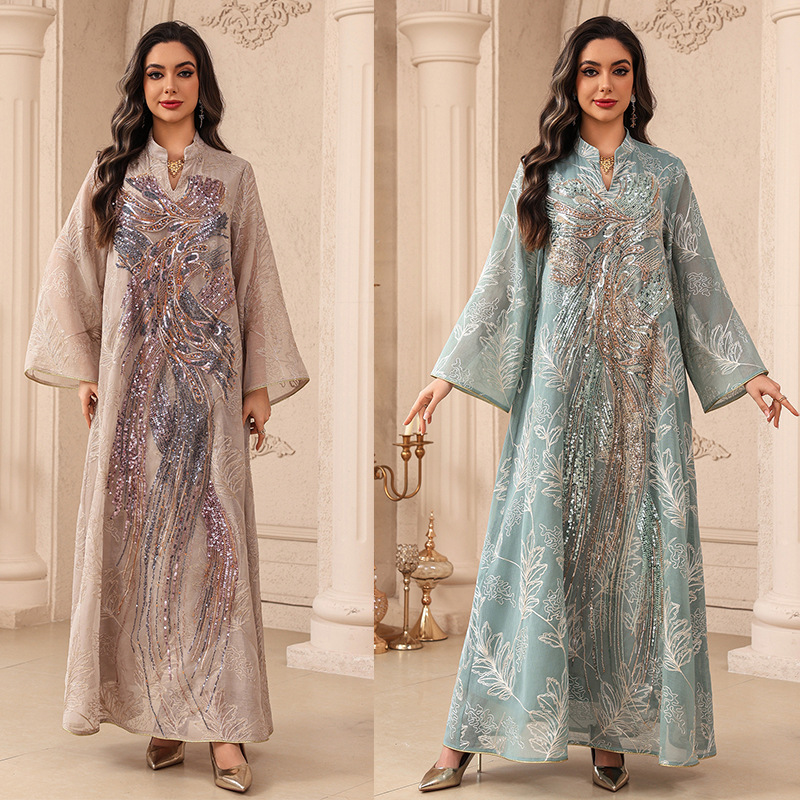 Embroidery Arabic - Moslimjurk Abaya Dames Eid Feestjurken Kaftan