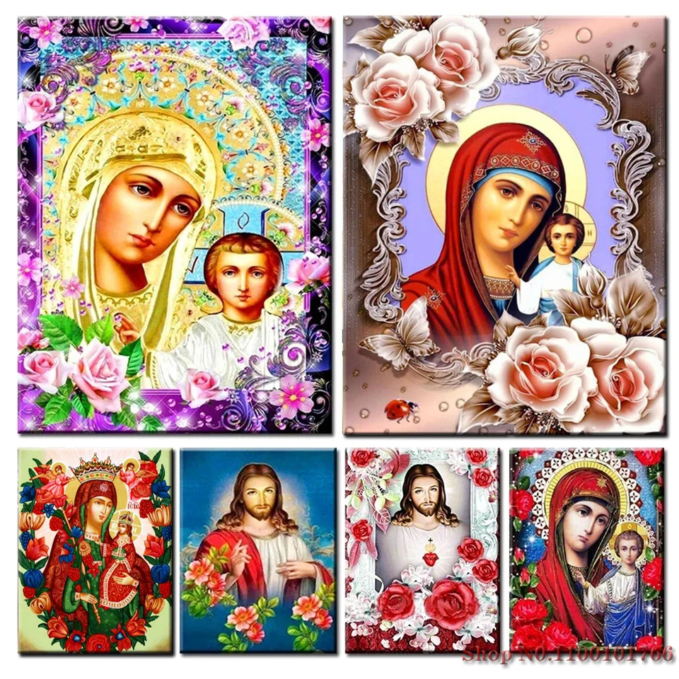 Embroidery Icon - 5D DIY diamantschilderij Maagd Maria-icoon borduurwerk