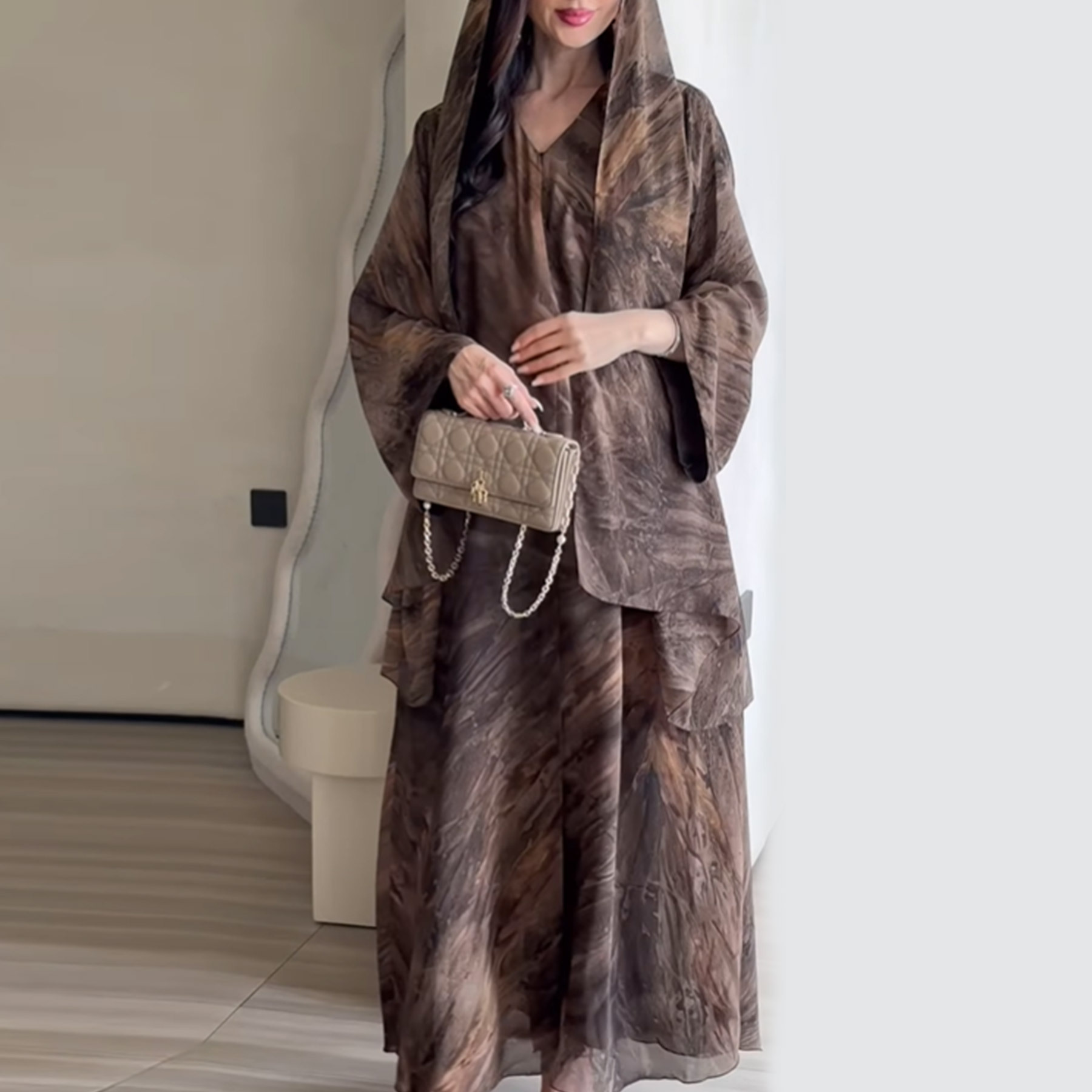 Embroidery Arabic - Sjaal Damesjurk Abaya Cardigan Moslim Jalabiya