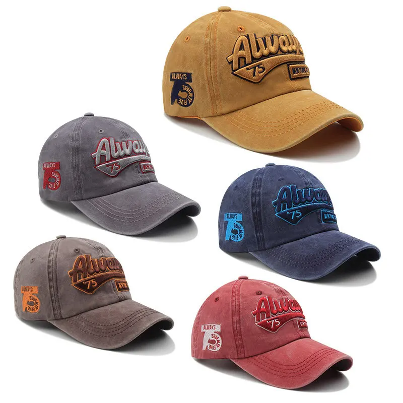 Embroidery Alphabet Designs - Lente/zomer unisex katoenen baseballpet vintage gewassen