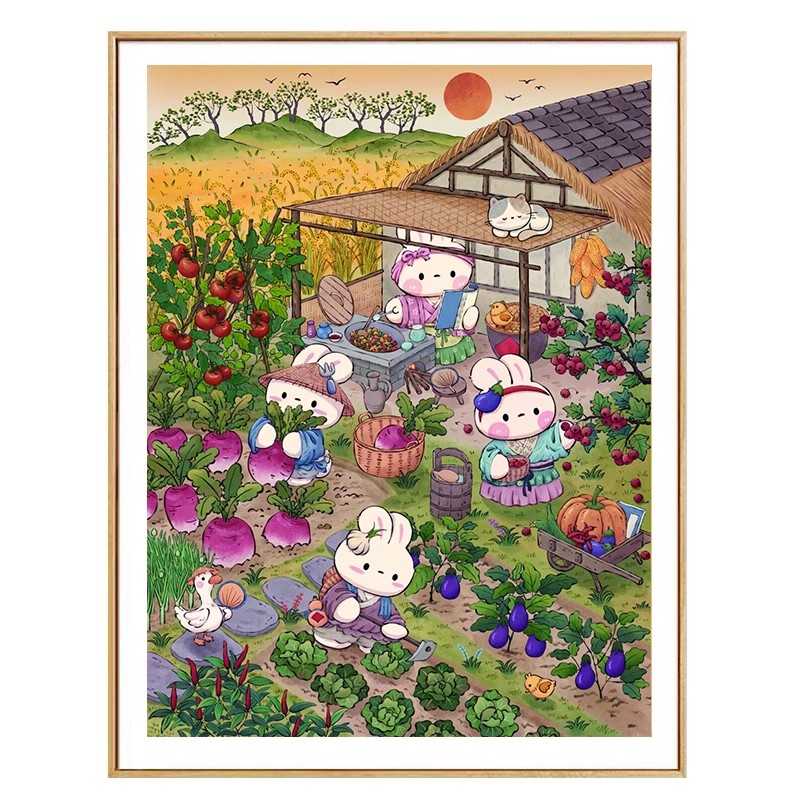 Embroidery Vs Cross Stitch - Herfst Tuin Konijnen Handwerken, DIY 11CT