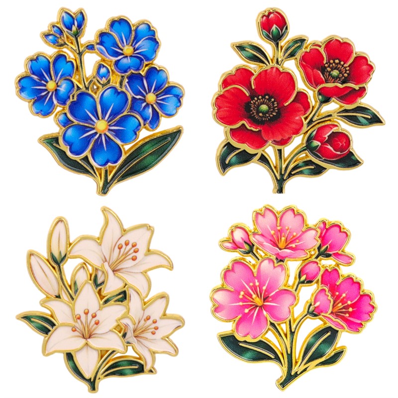 Embroidery Wallpaper - Leuke vintage kleurrijke bloemen emaille pin