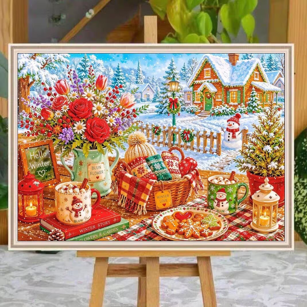 Embroidery Vs Cross Stitch - 9CT 14ct Winter Gedrukte Kits Kruissteek