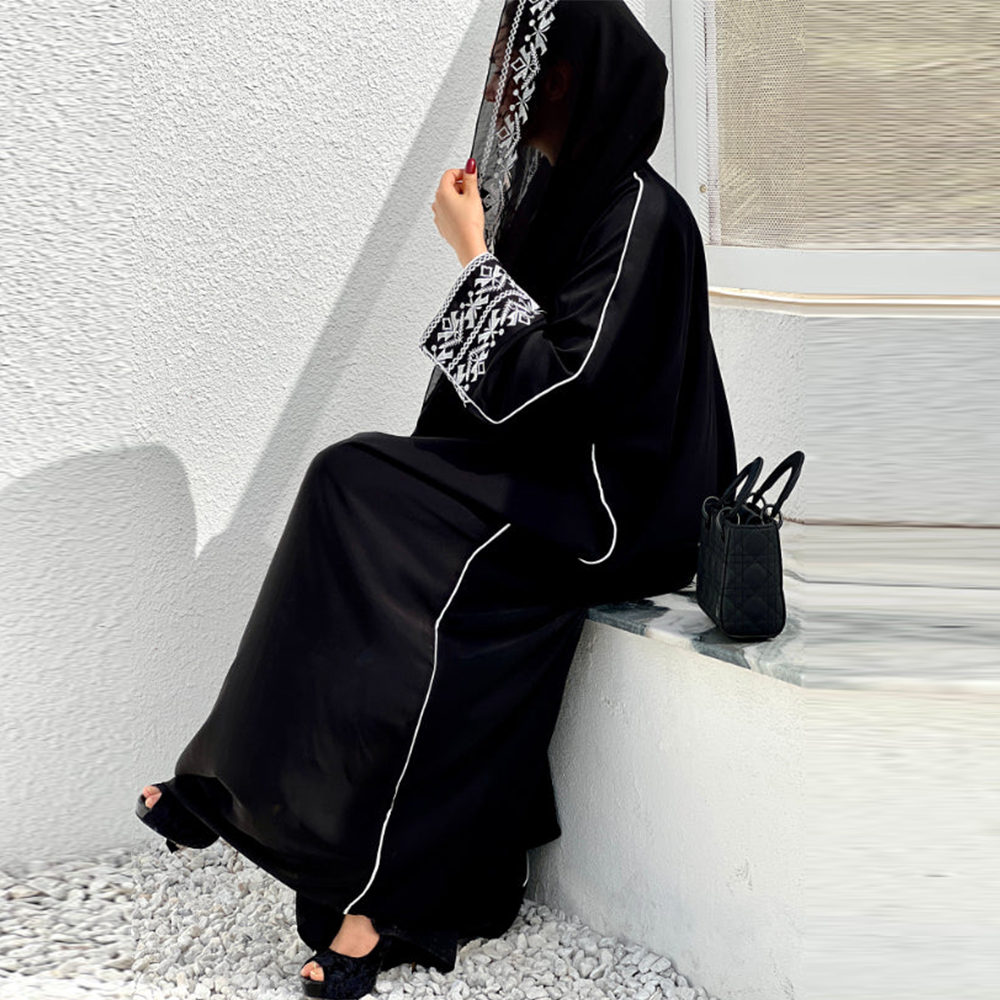 Embroidery Arabic - Mode Klassieke Geborduurde Abaya Hijab Jurk