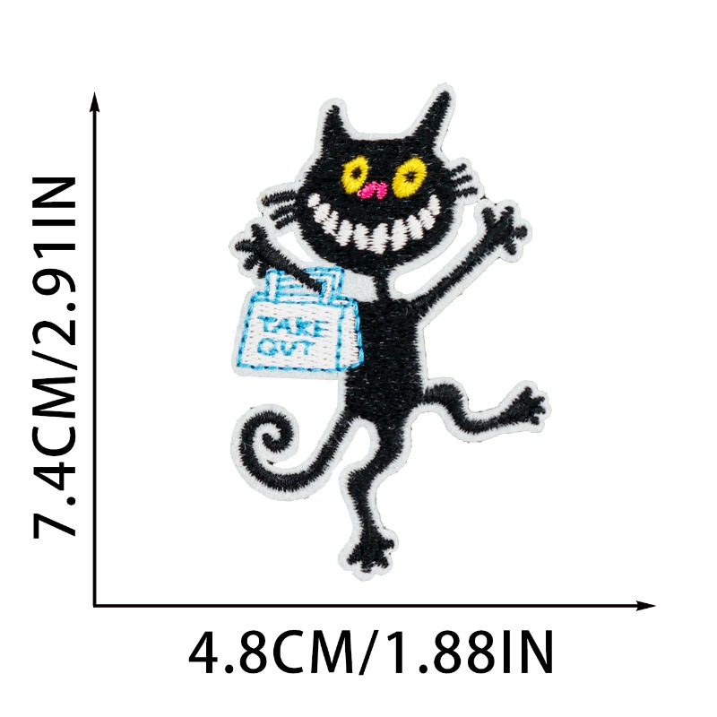 Grappige zwarte kat rond hart  - Embroidery On Black Shirt recensie en prijs