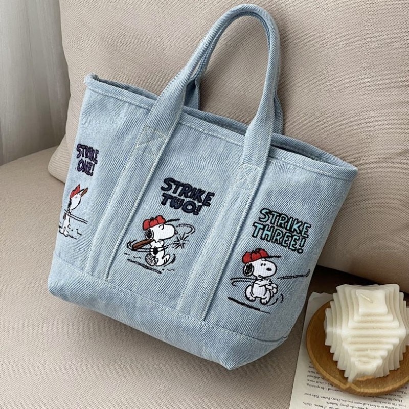 Nieuwe Snoopy Comic Denim Tote - Embroidery Workshop recensie en prijs